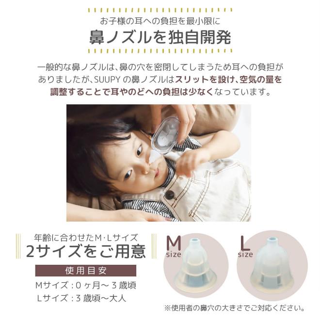 電動鼻水吸引器 SUUPY (スーピー)用パーツ 鼻ノズル(M/L)